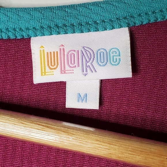 LuLaRoe Amelia Short SLeeve Dress Teal Purple Sz M - Picture 5 of 11